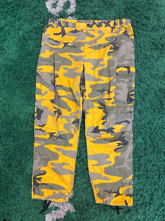 vintage yellow camo pants