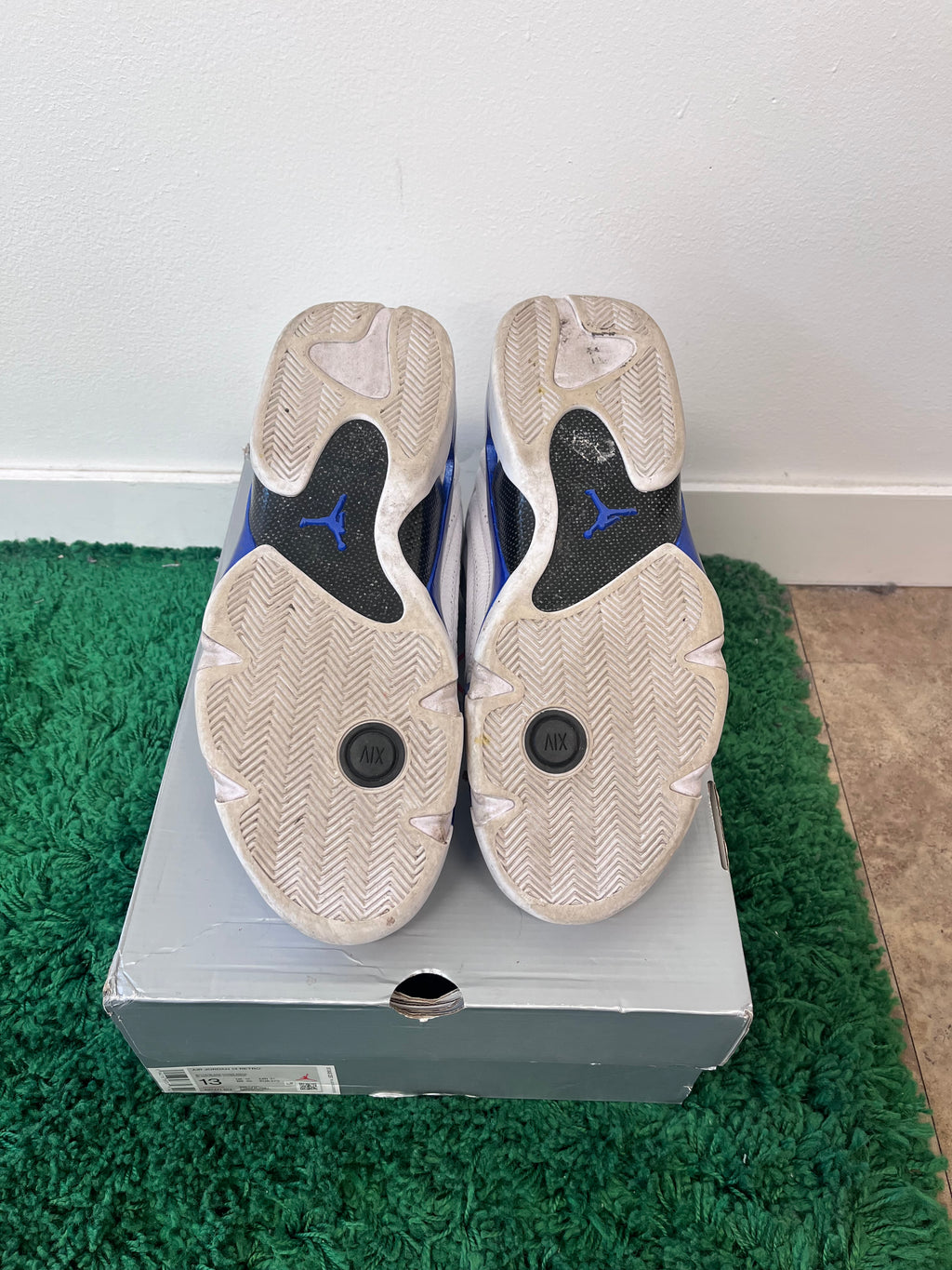 USED Jordan 14 Retro White Hyper Royal