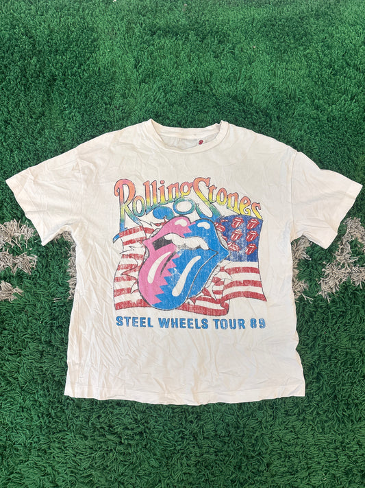 Vintage Rolling Stones Steel Wheels Tour ‘89 Tee White