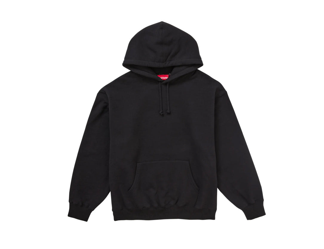 Supreme Satin Appliqué Hooded Sweatshirt Black