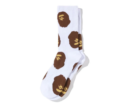 BAPE Ape Head Pattern Socks White