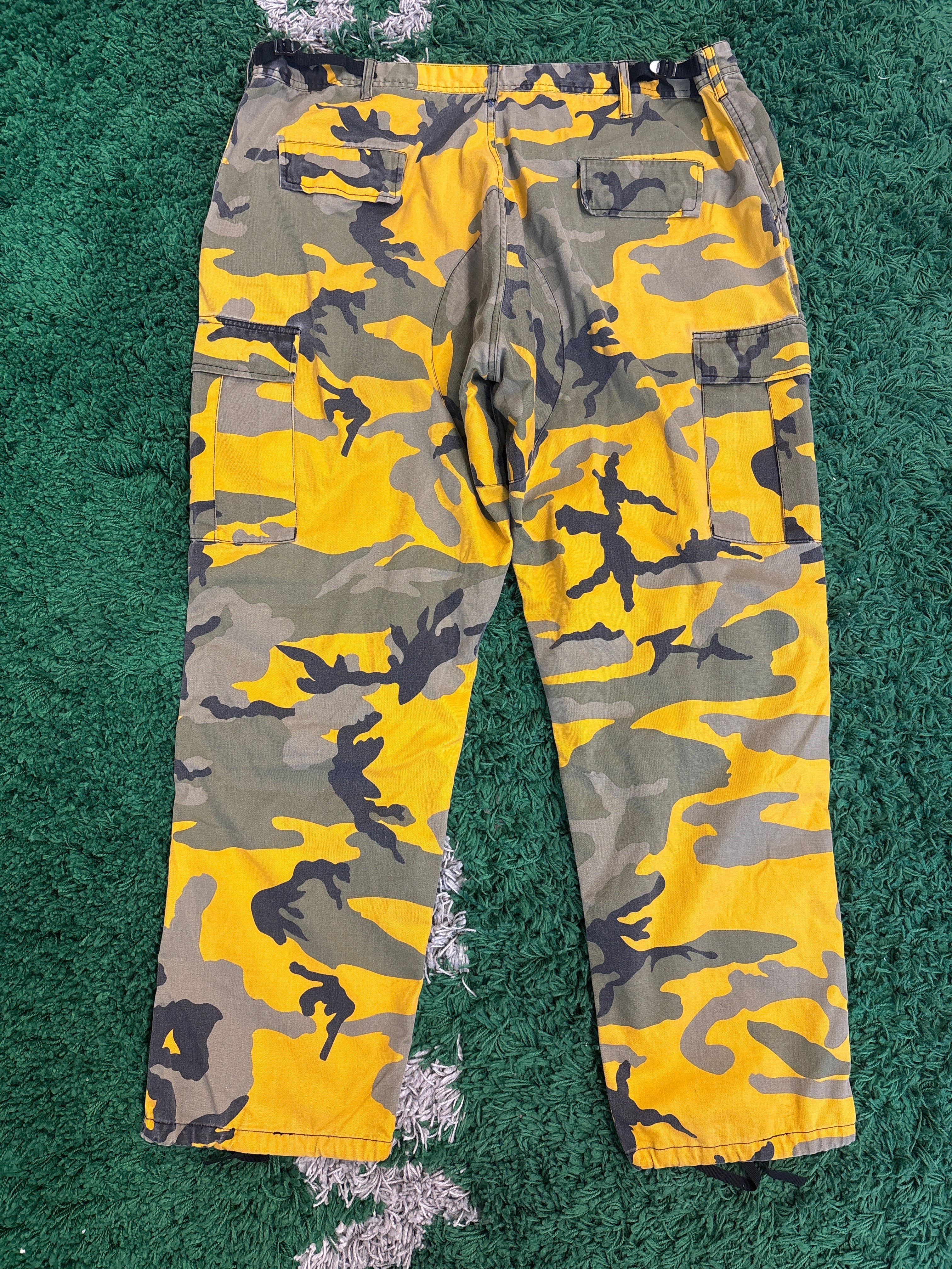 vintage yellow camo pants