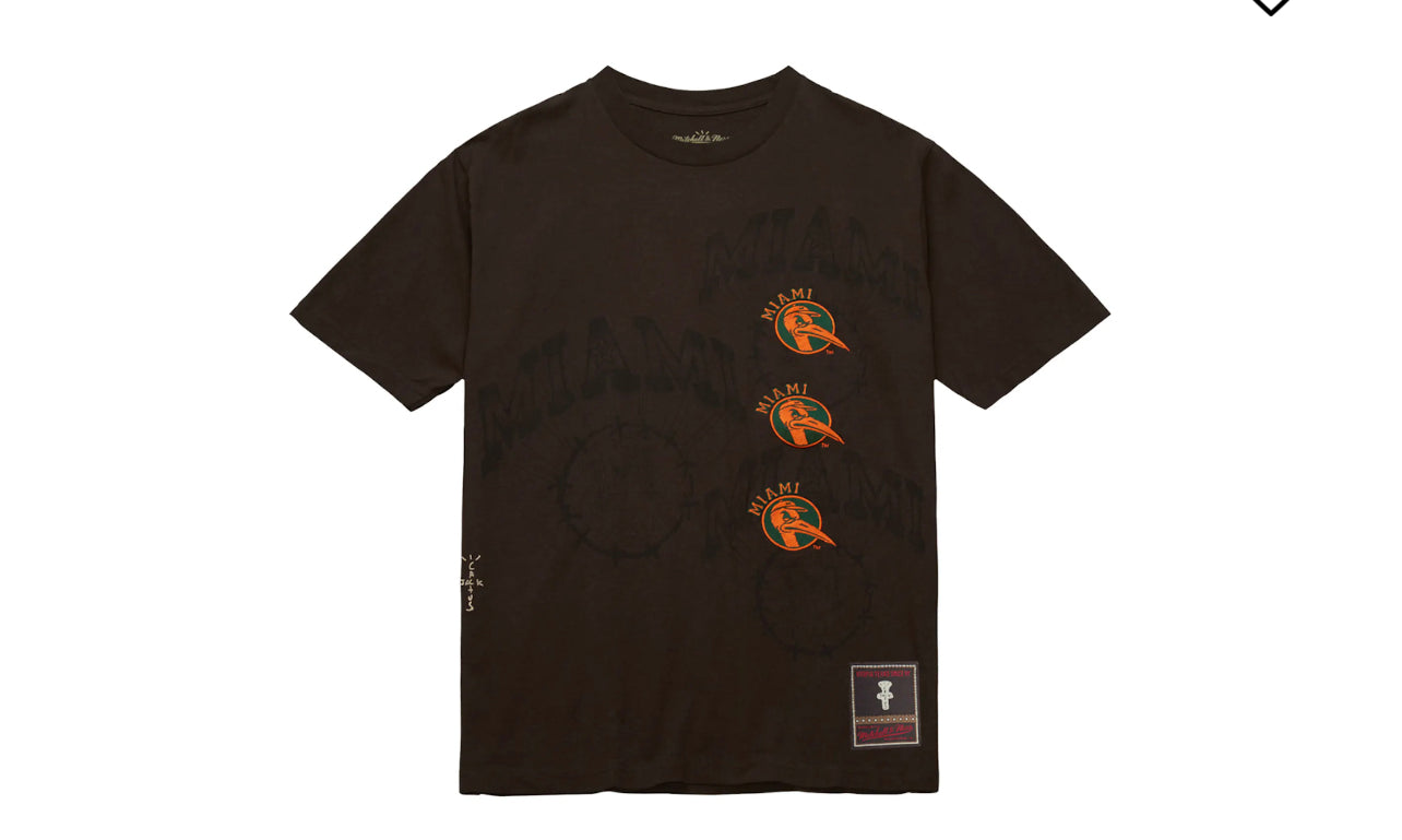 Travis Scott X Mitchell & Ness Miami Hurricanes Seal T-Shirt Brown