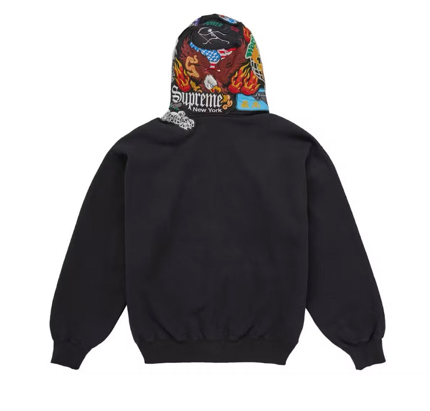 Supreme Patches Zip Up Hooded Sweatshirt Black