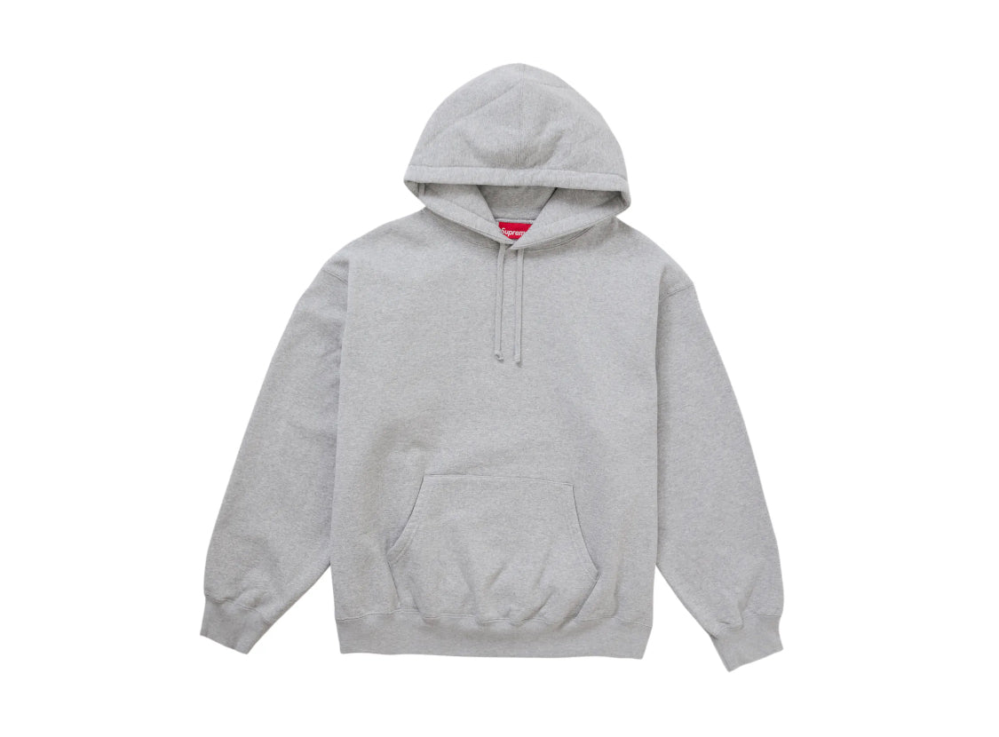 Supreme Satin Appliqué Hooded Sweatshirt Heather Grey