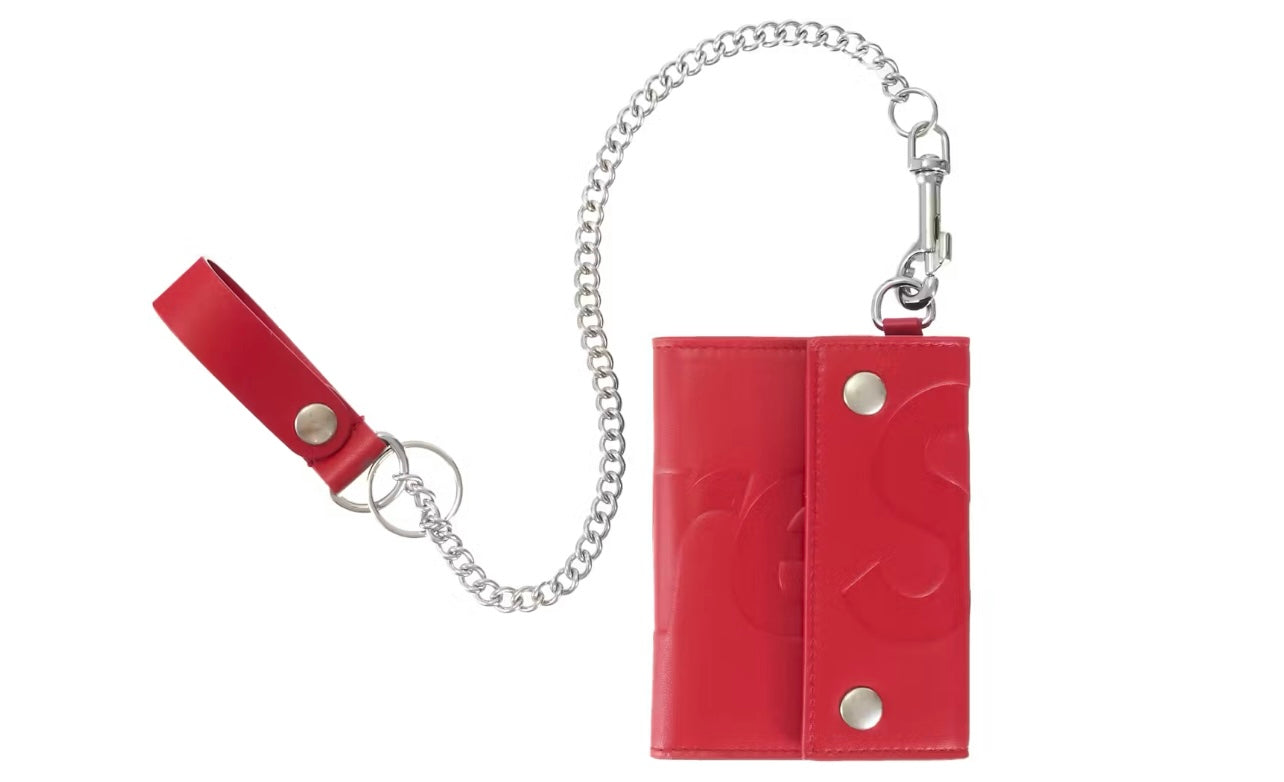 Supreme Leather Wallet Chain SS26 Red