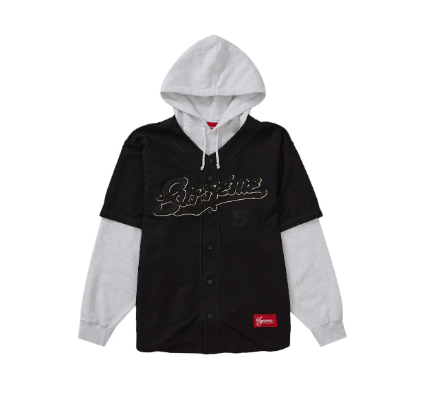 Supreme Baseball Jersey Hooded Sweatshirt Black