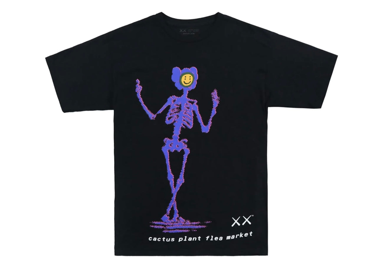 KAWS x Cactus Plant Flea Market Skeleton Tee Black