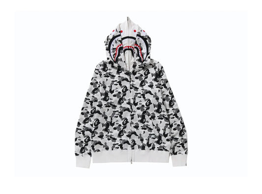 BAPE ABC Camo Double Shark Full Zip Hoodie Grey (FW23)