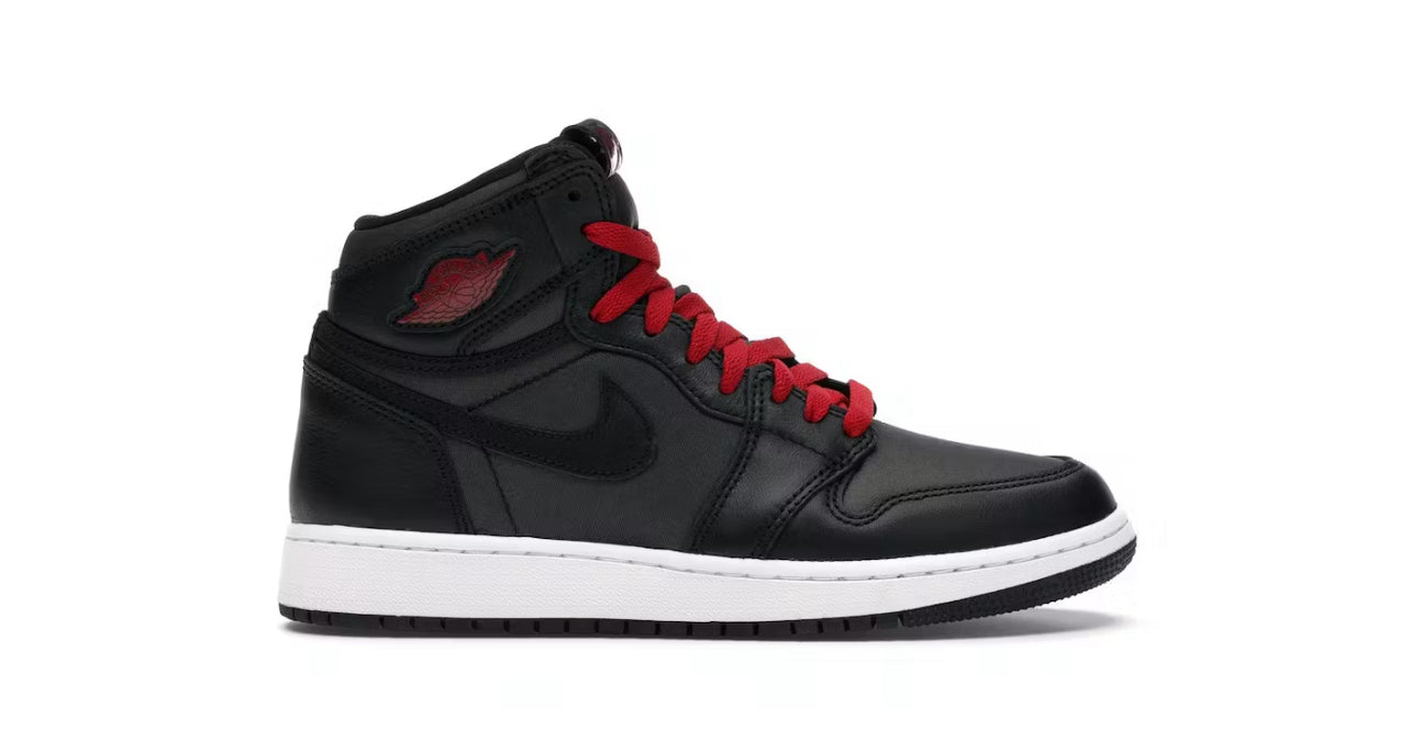 Jordan 1 Retro High Black Satin Gym Red (Youth)