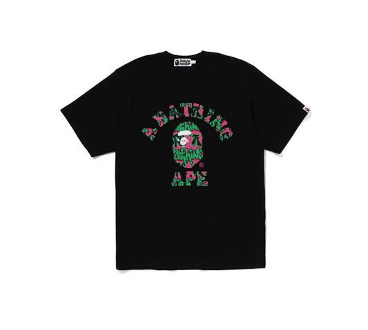Bape Graffiti Pattern College Tee Black