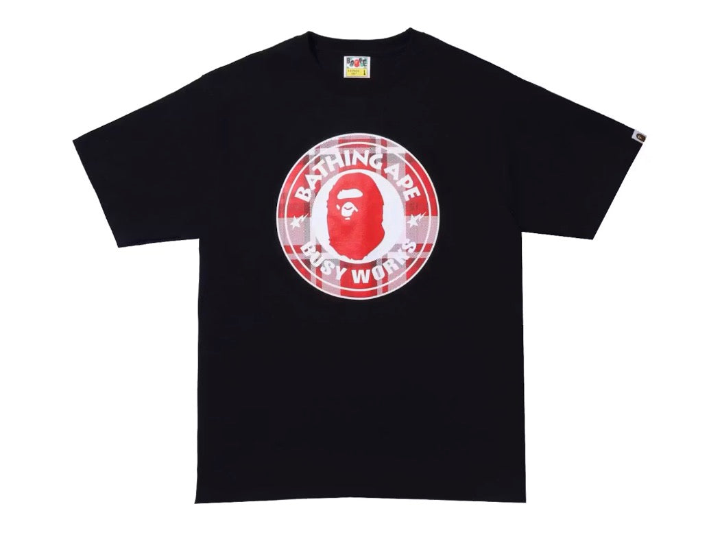 Bape Check Gift Busy Works Tee Black