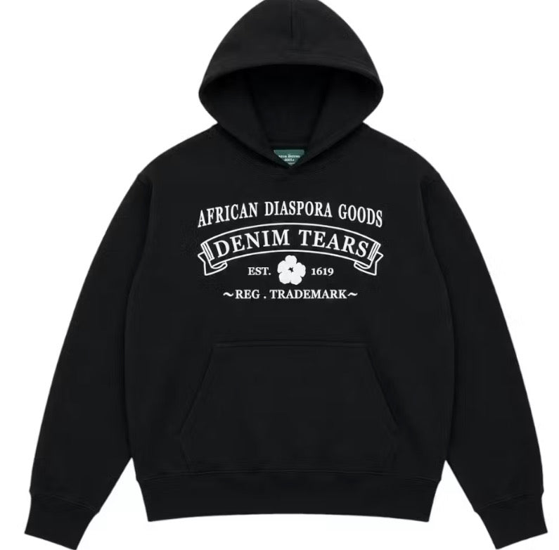 Denim Tears Hoodie Black ADG Hoodie White Print