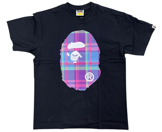 Bape Check Big Ape Head Tee Black Multi