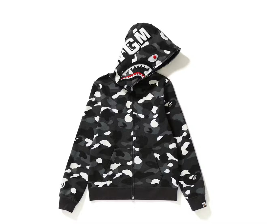 Bape City Camo Shark WGM Full Zip Hoodie Black
