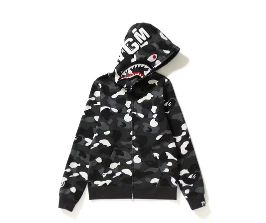 Bape City Camo Shark WGM Full Zip Hoodie Black