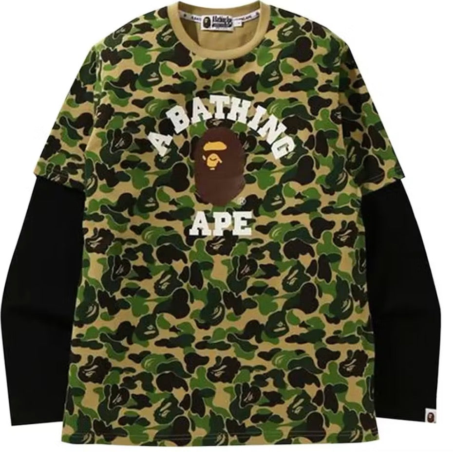 BAPE ABC Camo College Layered L/S Tee