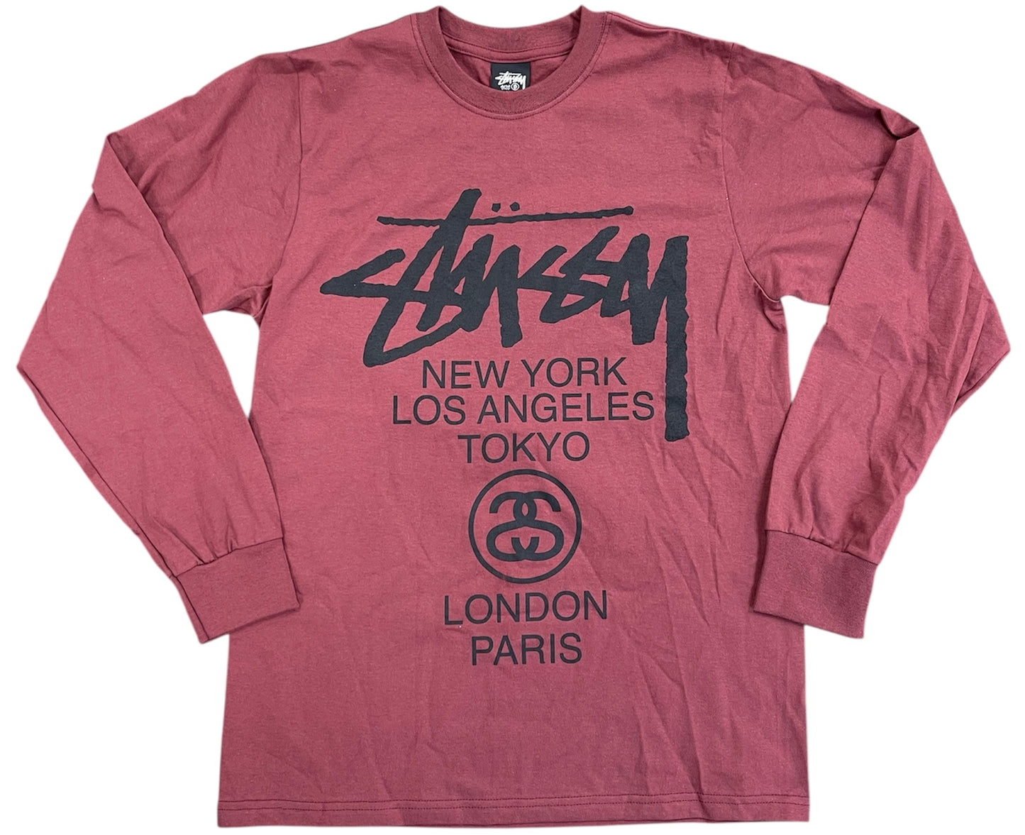 Stussy World Tour LS Tee Burgundy