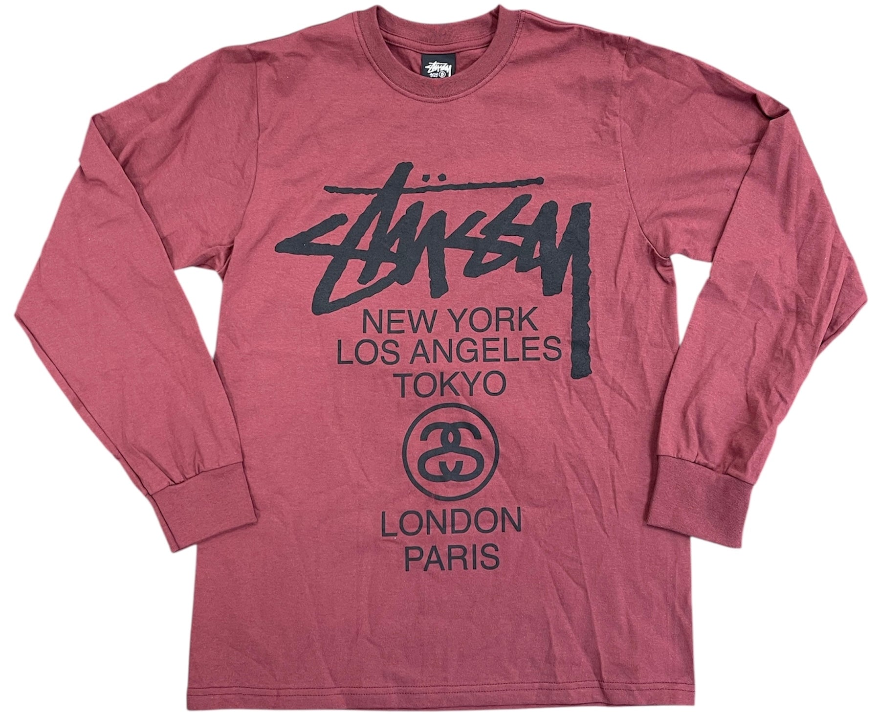 Stussy World Tour LS Tee Burgundy