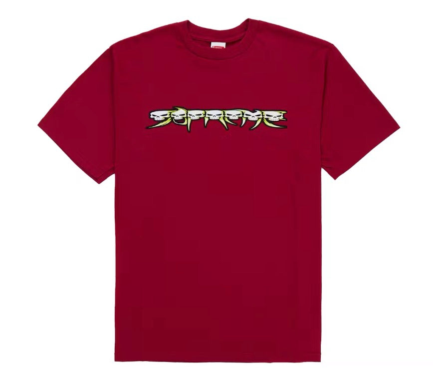 Supreme Skulls Spellout Tee Cardinal