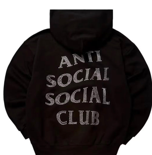 Anti Social Social Club Rhinestone Mind Games Hoodie Black
