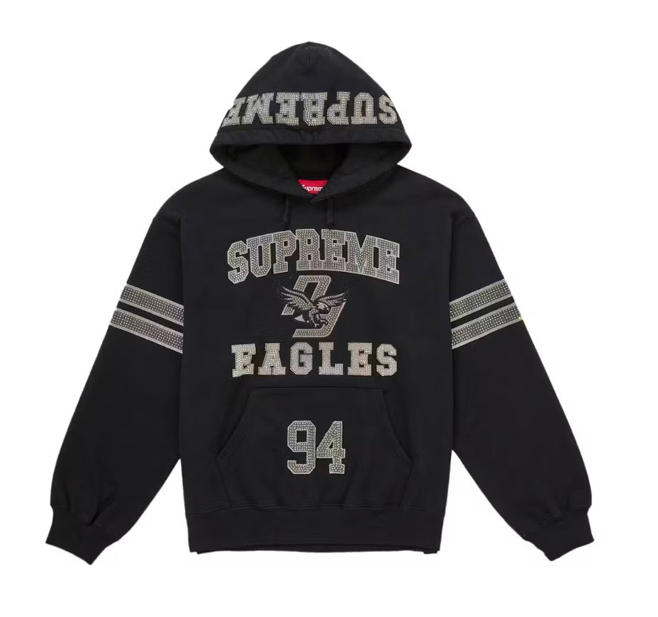 Supreme Rhinestone Eagle Hooded Sweatshirt Black