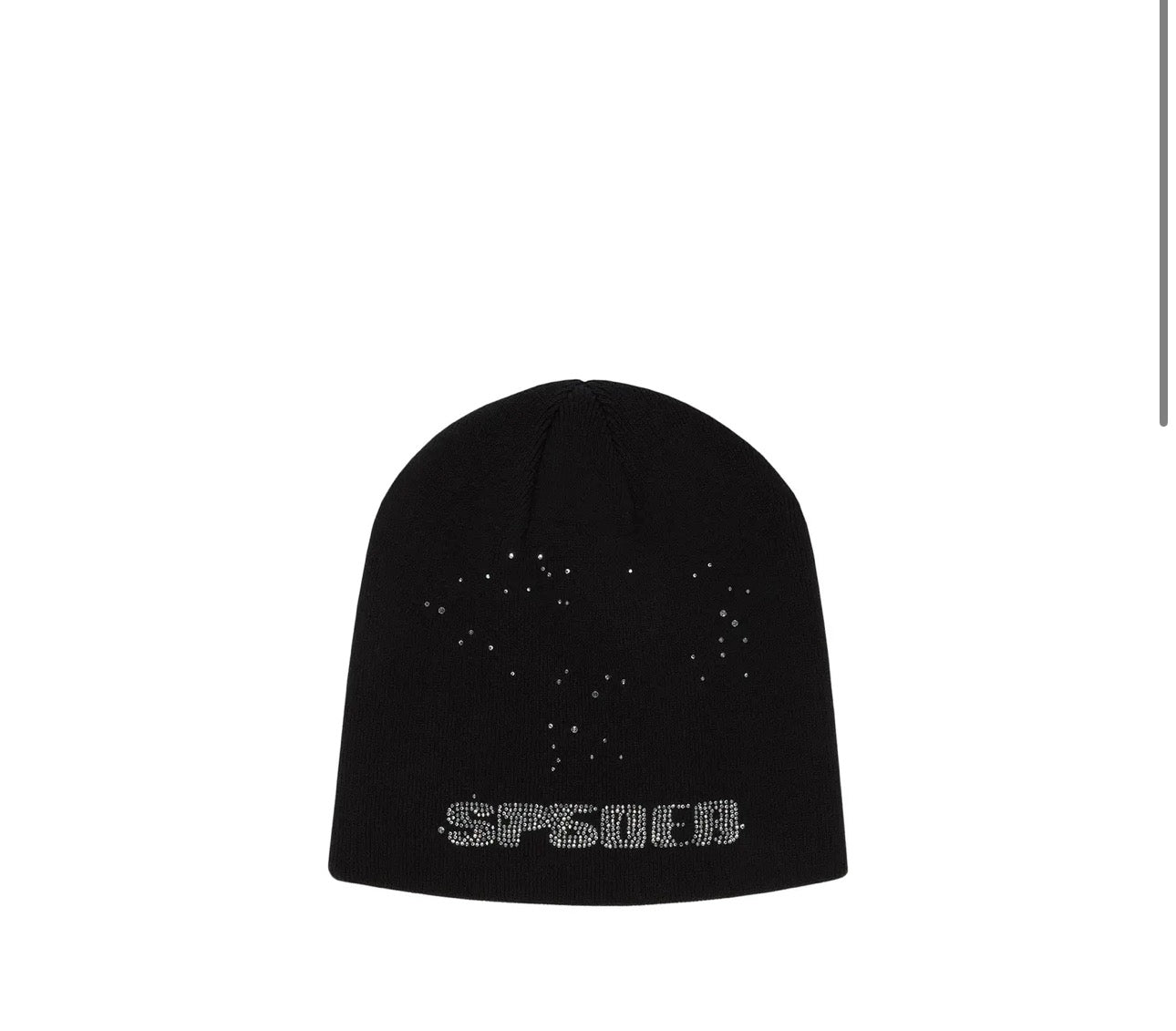 Sp5der Worldwide Rhinestone Web Skully Black Beanie