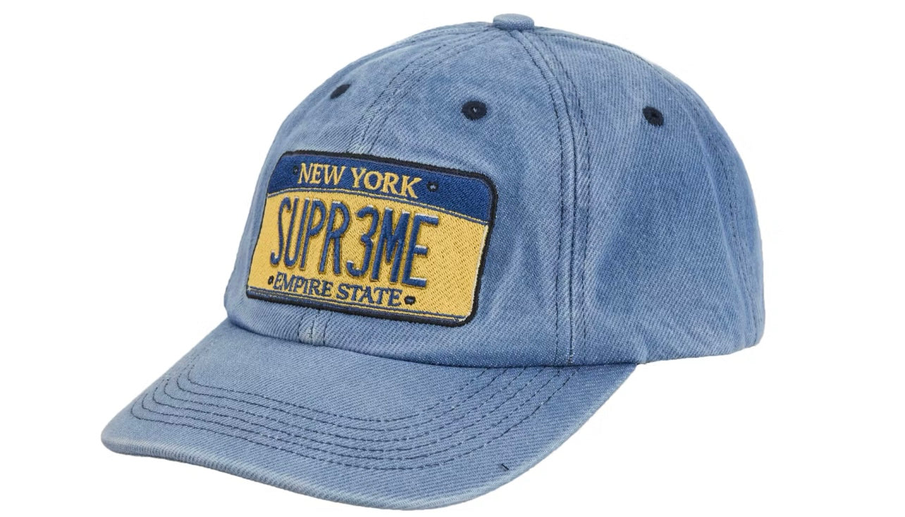 Supreme License Plate 6-Panel FW25 Denim