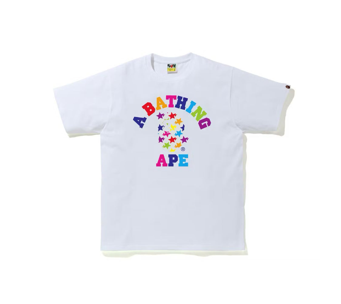 Bape Sta Pattern College Tee White