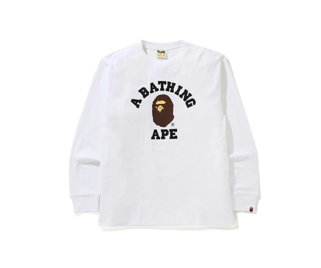 Bape College L/S Tee White