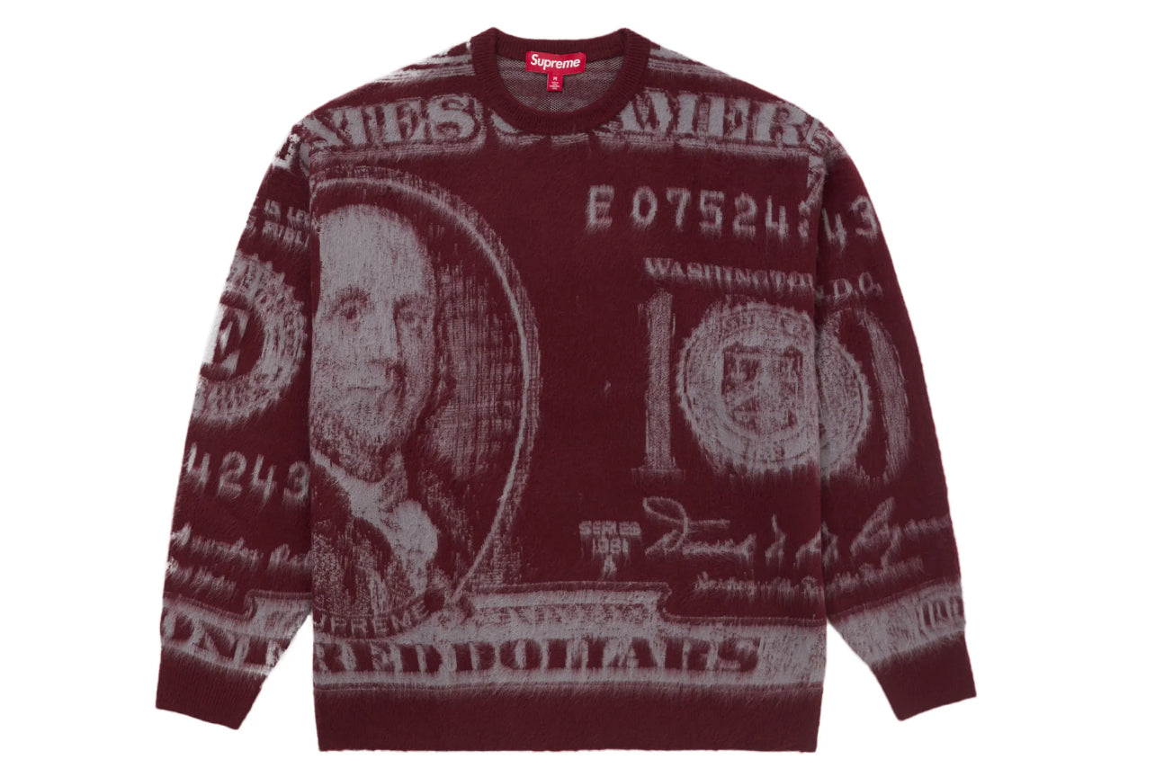 Supreme Money Sweater Burgundy