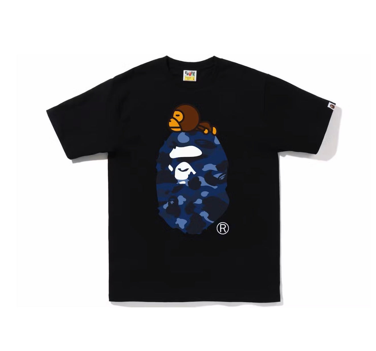 Bape Color Camo Milo On Big Ape Tee Black/Navy