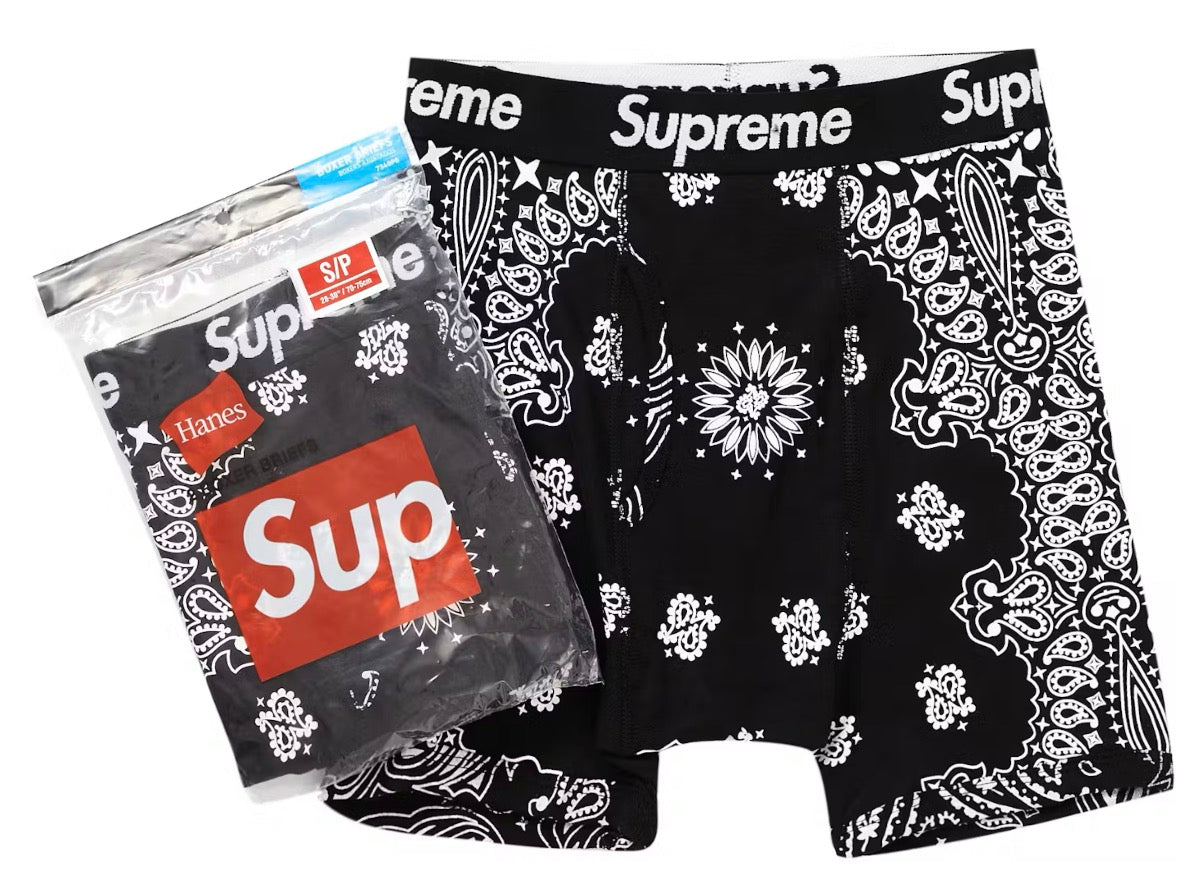 Supreme Hanes Bandana Boxer Briefs Black (2 Pack)