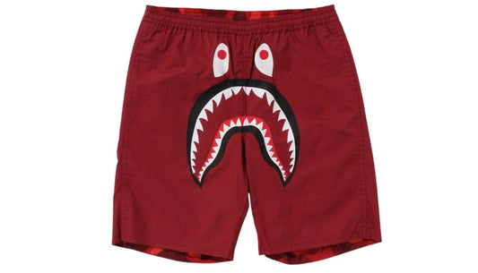 Bape Color Camo Shark Reversible Shorts Red