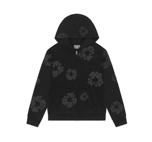 Denim Tears Mono Cotton Wreath Zip Hoodie Black