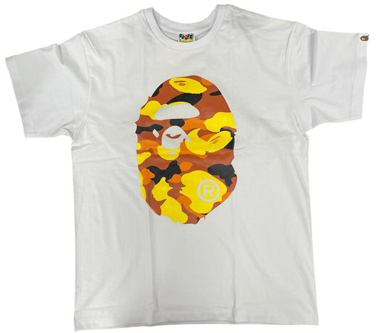 Bape 1st Camo Big Ape Head Tee White Orange