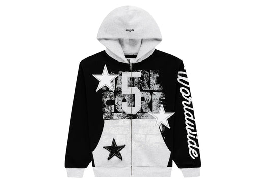 Sp5der Triple 5 Stitch Zip Up Hoodie Black