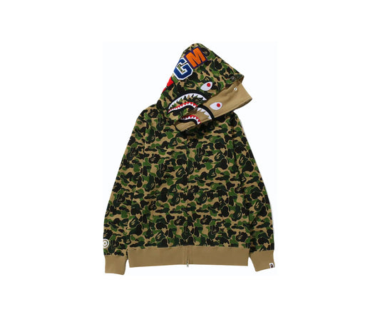 BAPE ABC Camo Double Shark Full Zip Hoodie Green (FW23)