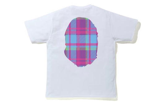 Bape Check Big Ape Head Tee White Multi