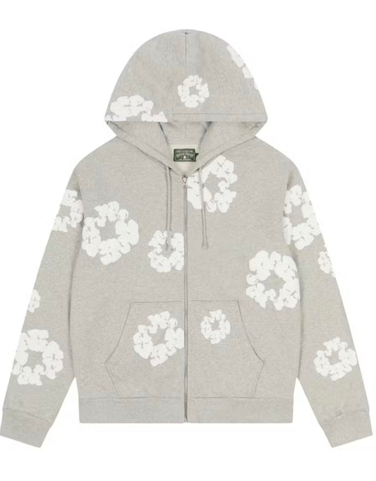 Denim Tears Cotton Wreath Zip Hoodie Grey