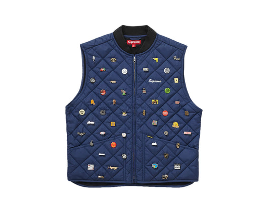 Supreme Pins Quilted Work Vest Navy