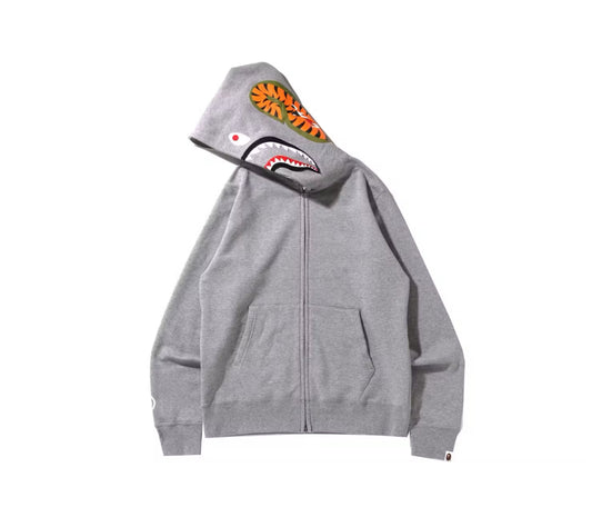 Bape Shark Full Zip Hoodie Grey