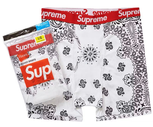 Supreme Hanes Bandana Boxer Briefs White (2 Pack)