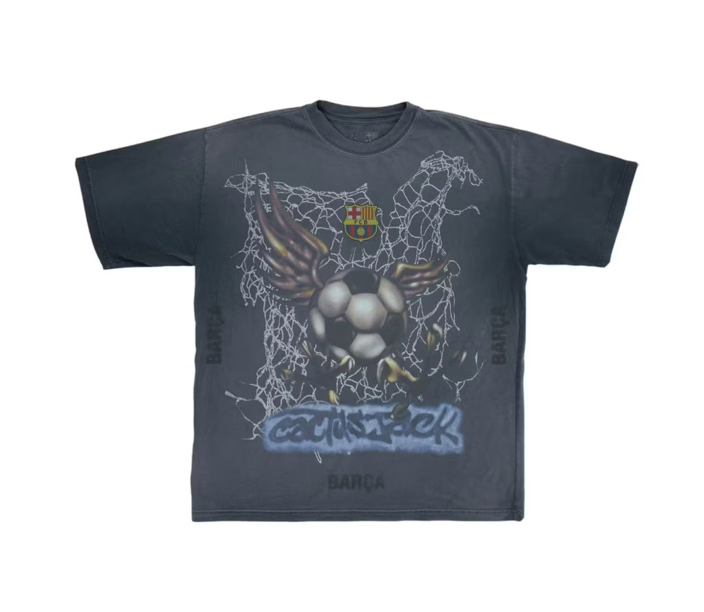 Travis Scott x FC Barcelona Washed Spray Logo Tee Black