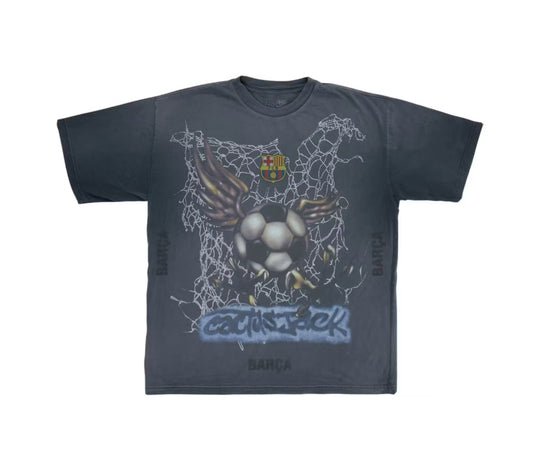 Travis Scott x FC Barcelona Washed Spray Logo Tee Black