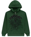 Sp5der OG Web Studded Zip Hoodie Green