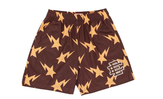 Eric Emanuel x BAPE Miami Basic Shorts Brown Yellow