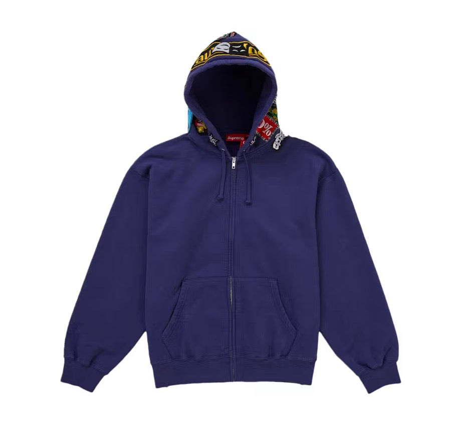 Supreme Patches Zip Up Hooded Sweatshirt Royal