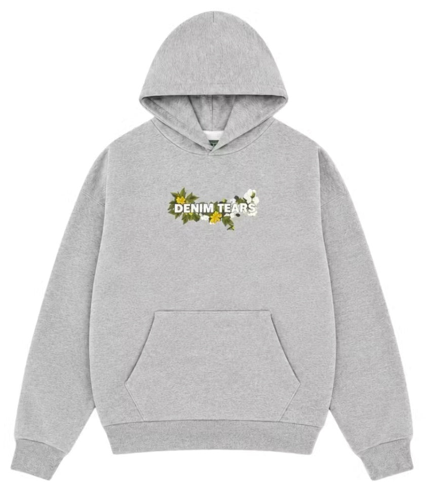 Denim Tears Grey  Floral Logo Hoodie