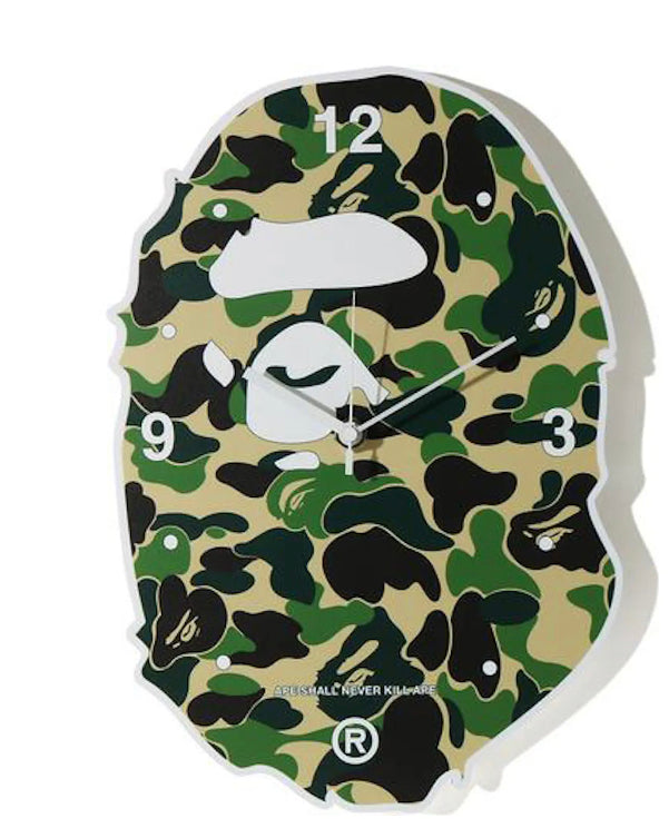 BAPE ABC Camo Ape Head Wall Clock Green